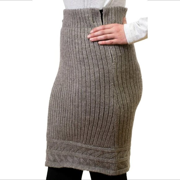 Everest Rayana sweater skirt stone wool ribbed Nepal gray brown new Small - Picture 1 of 6